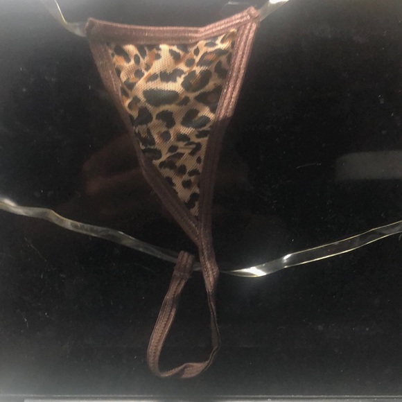 Small Micro G-String Bikini Leopard Print Clear Straps - Picture 3 of 4